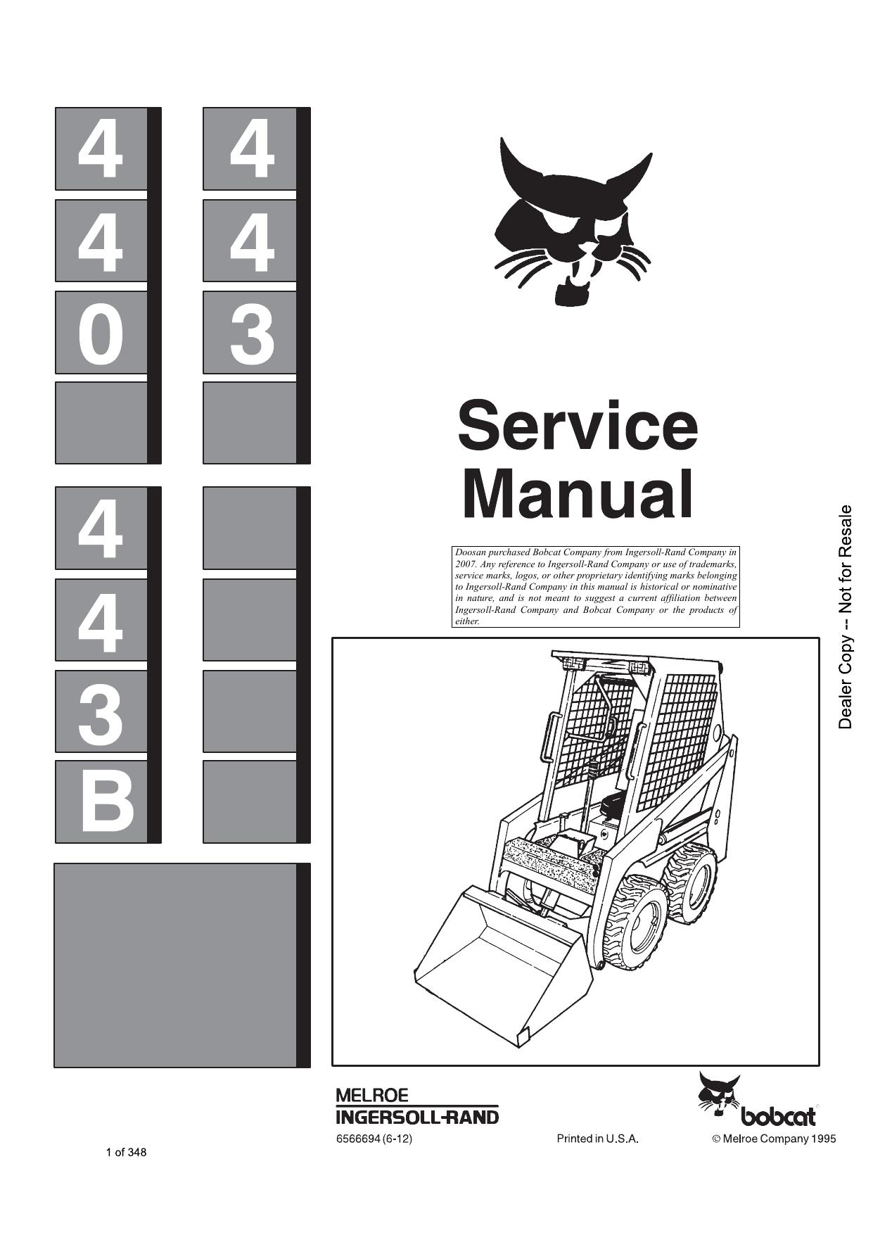 440 443 443B Loader Service Manual Bobcat